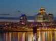The Louisville, Kentucky skyline after dark